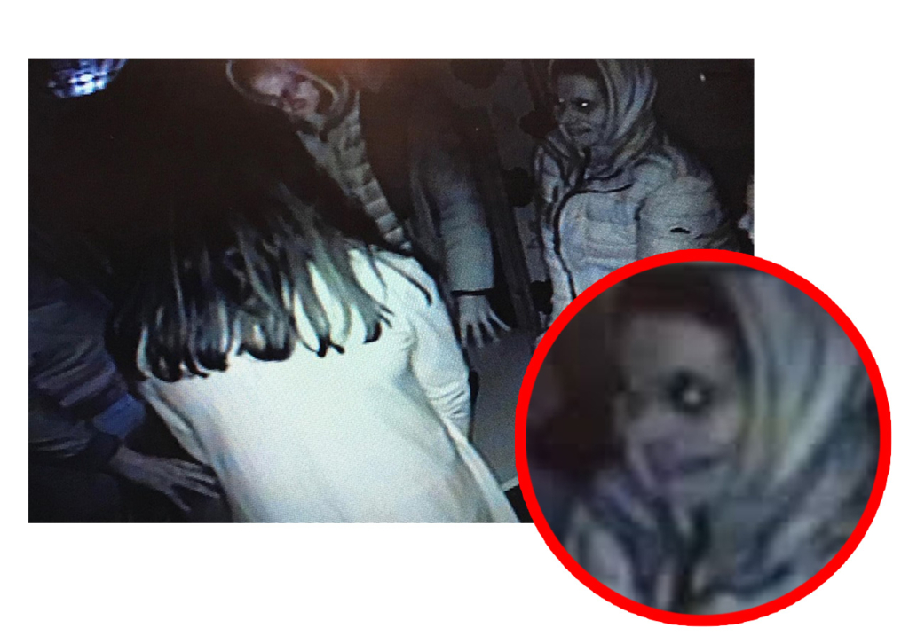Photo of guest who's face appeared to transform on CCTV.